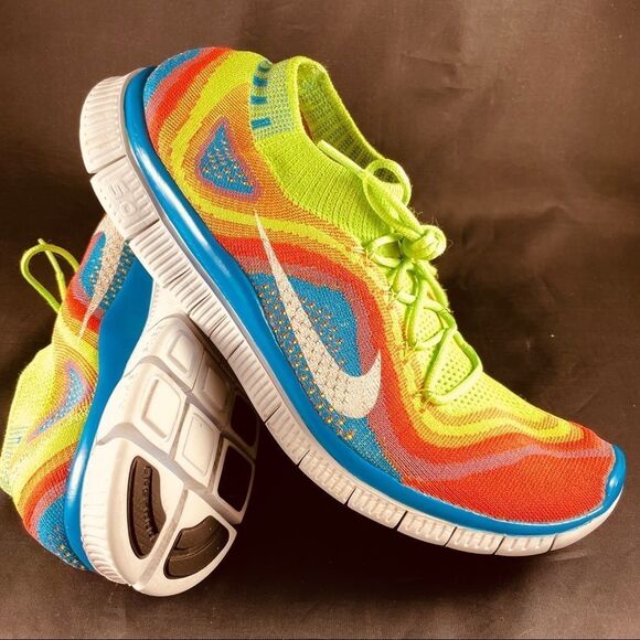 Nike Flyknit Free 5.0 🌈 rainbow men’s 8 US 41 EUR multicolor 7 UK rare tiem - Picture 6 of 13